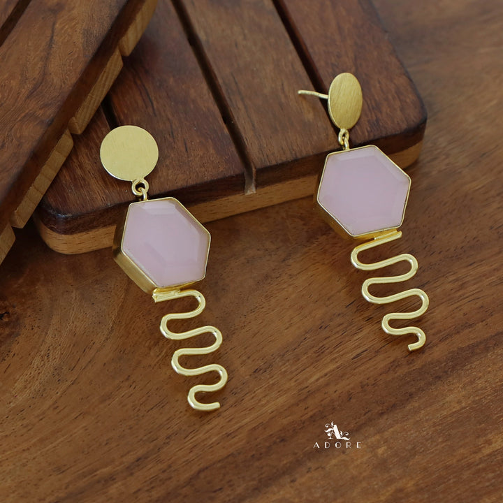 Alora Golden Circle + Hexagon Glossy Earring