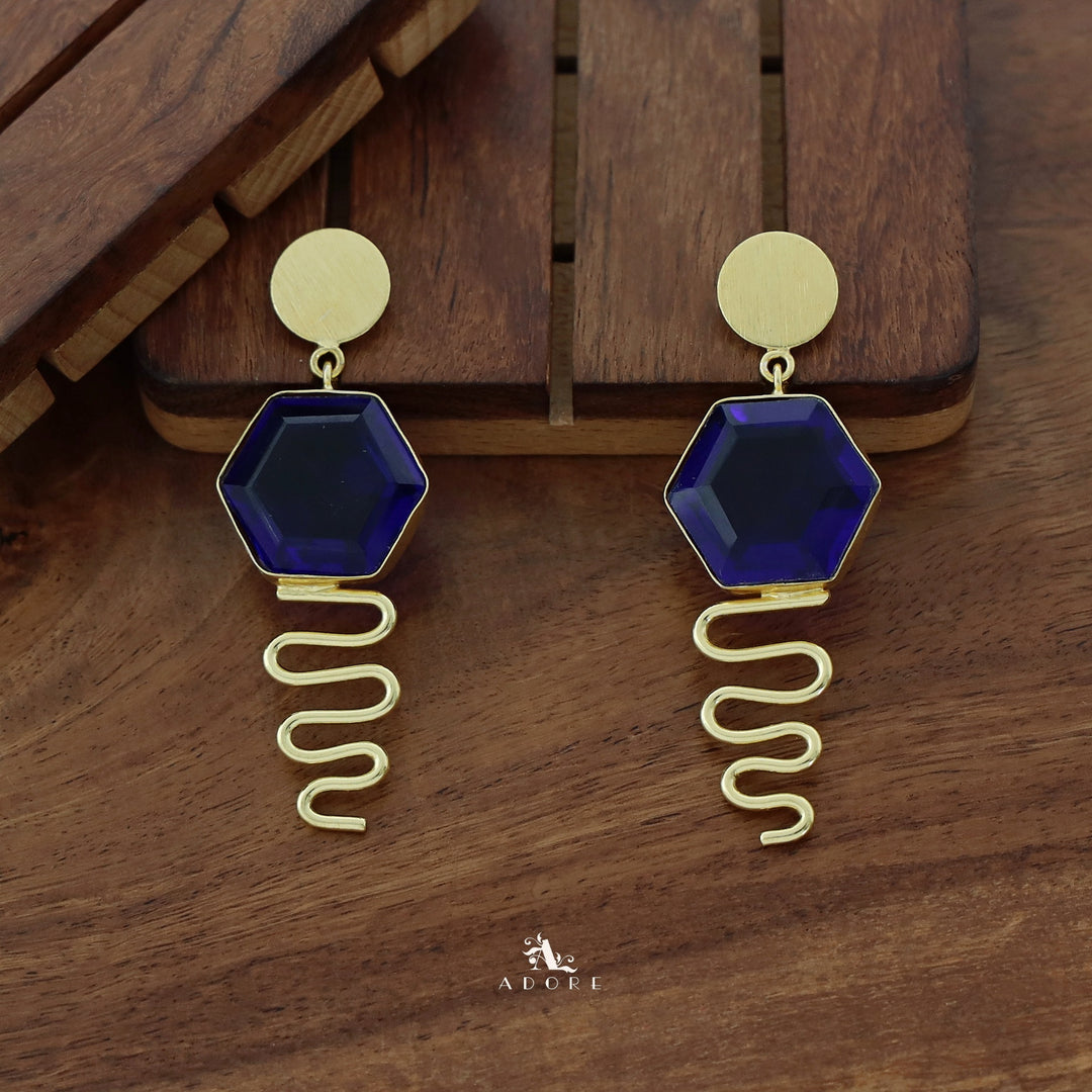 Alora Golden Circle + Hexagon Glossy Earring