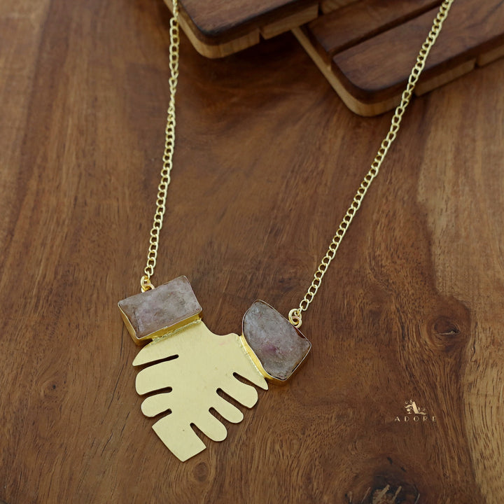 Golden Maple Leaf Dual Raw Stone Neckpiece