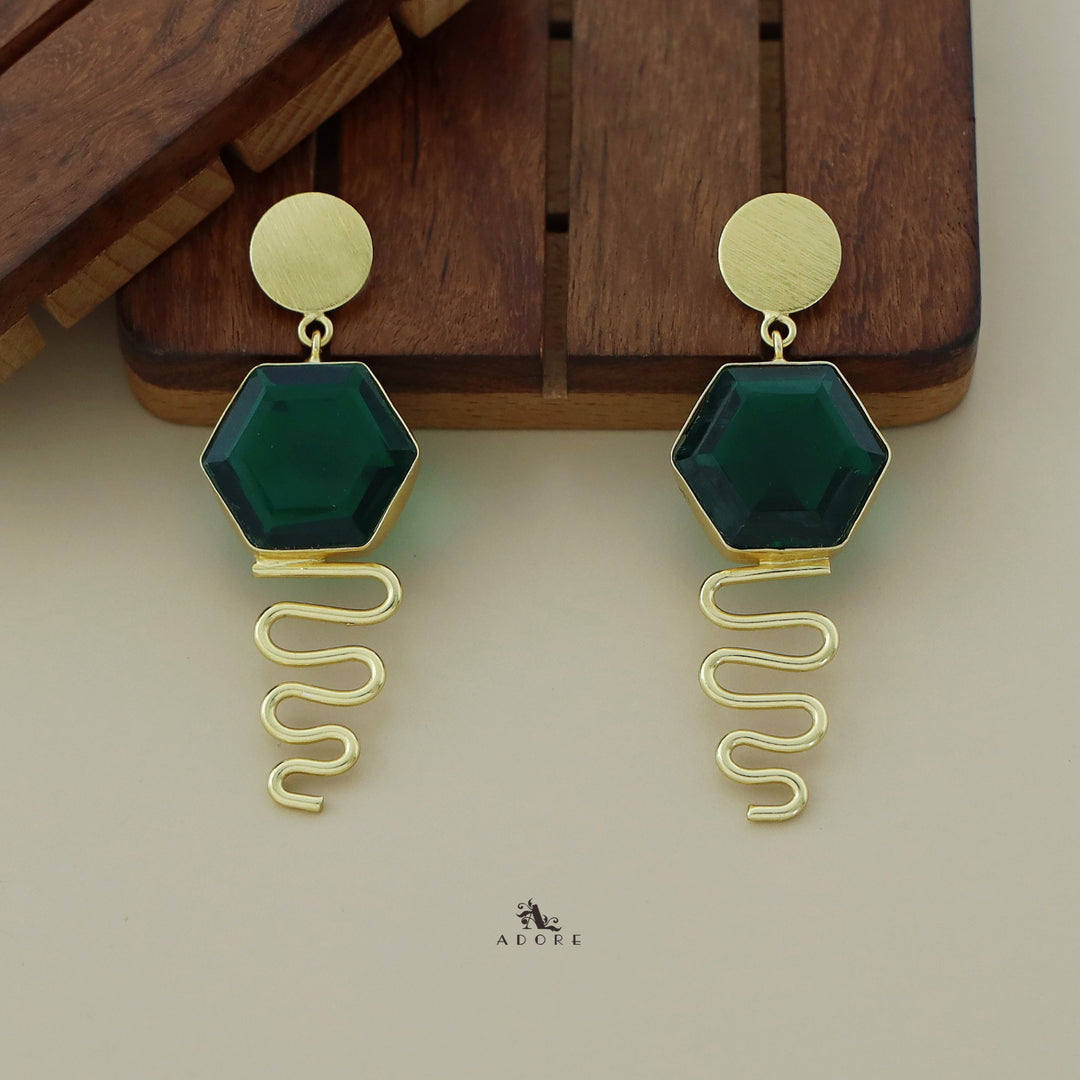 Alora Golden Circle + Hexagon Glossy Earring