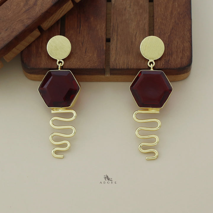 Alora Golden Circle + Hexagon Glossy Earring