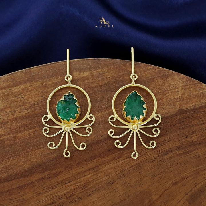 Golden Circle Drop Claw Dyed Stone Earring