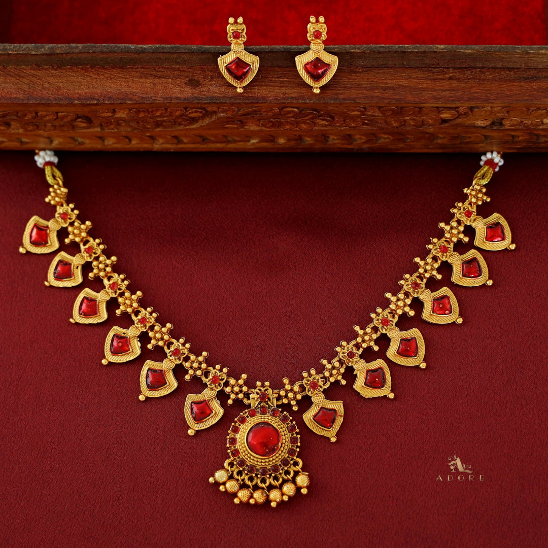 Parinitha Enamel Neckpiece With Earring