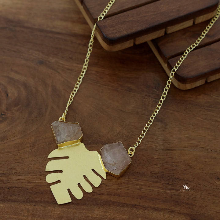 Golden Maple Leaf Dual Raw Stone Neckpiece