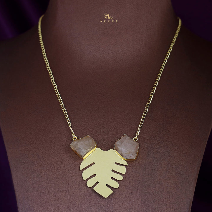 Golden Maple Leaf Dual Raw Stone Neckpiece