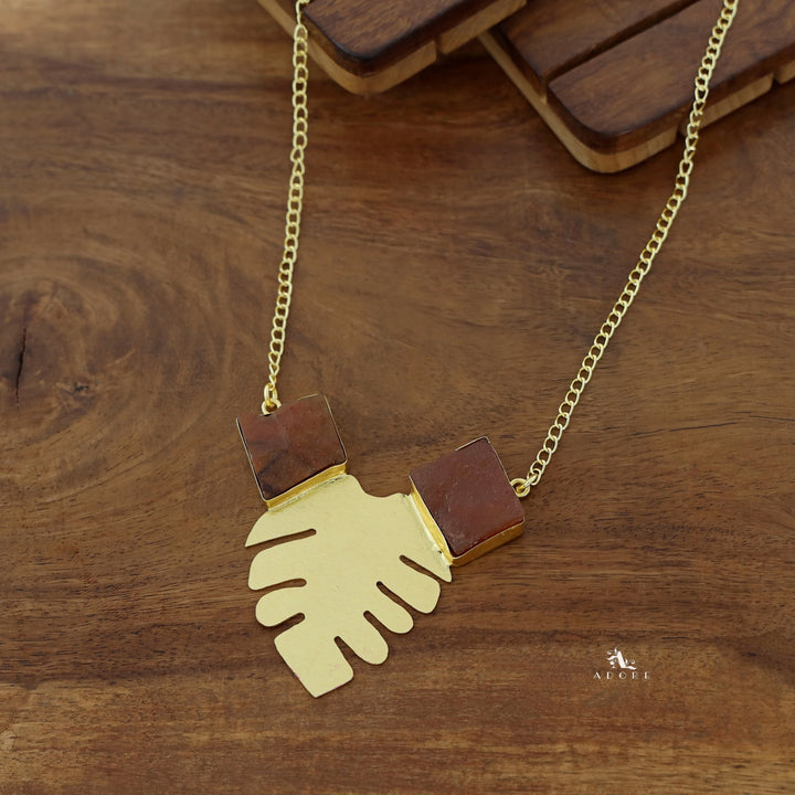 Golden Maple Leaf Dual Raw Stone Neckpiece