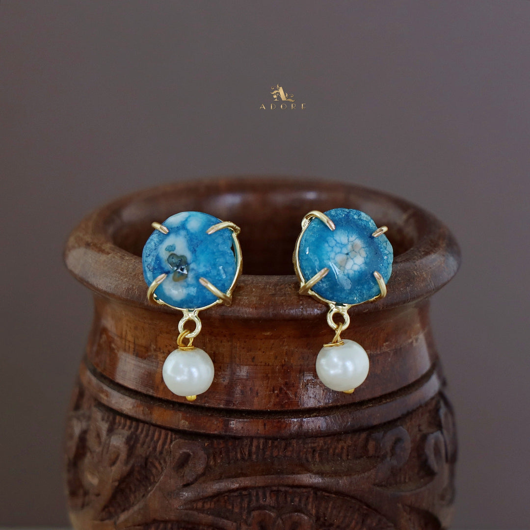 Dyed Solar Agate Claw Pearl Studs