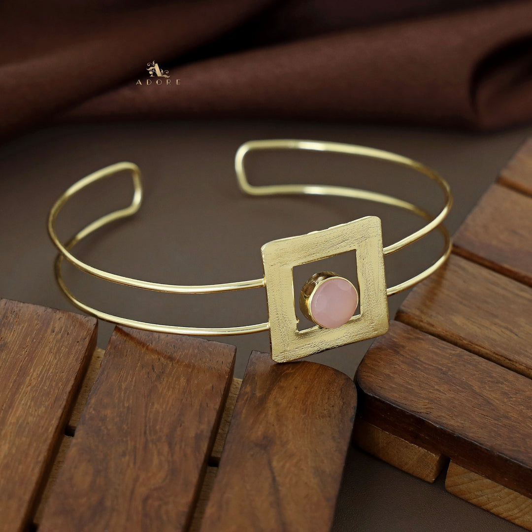 Ida Golden Rectangle Round Glossy Bangle