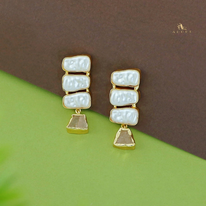 Kacey Tri Baroque + Raw Stone Earring