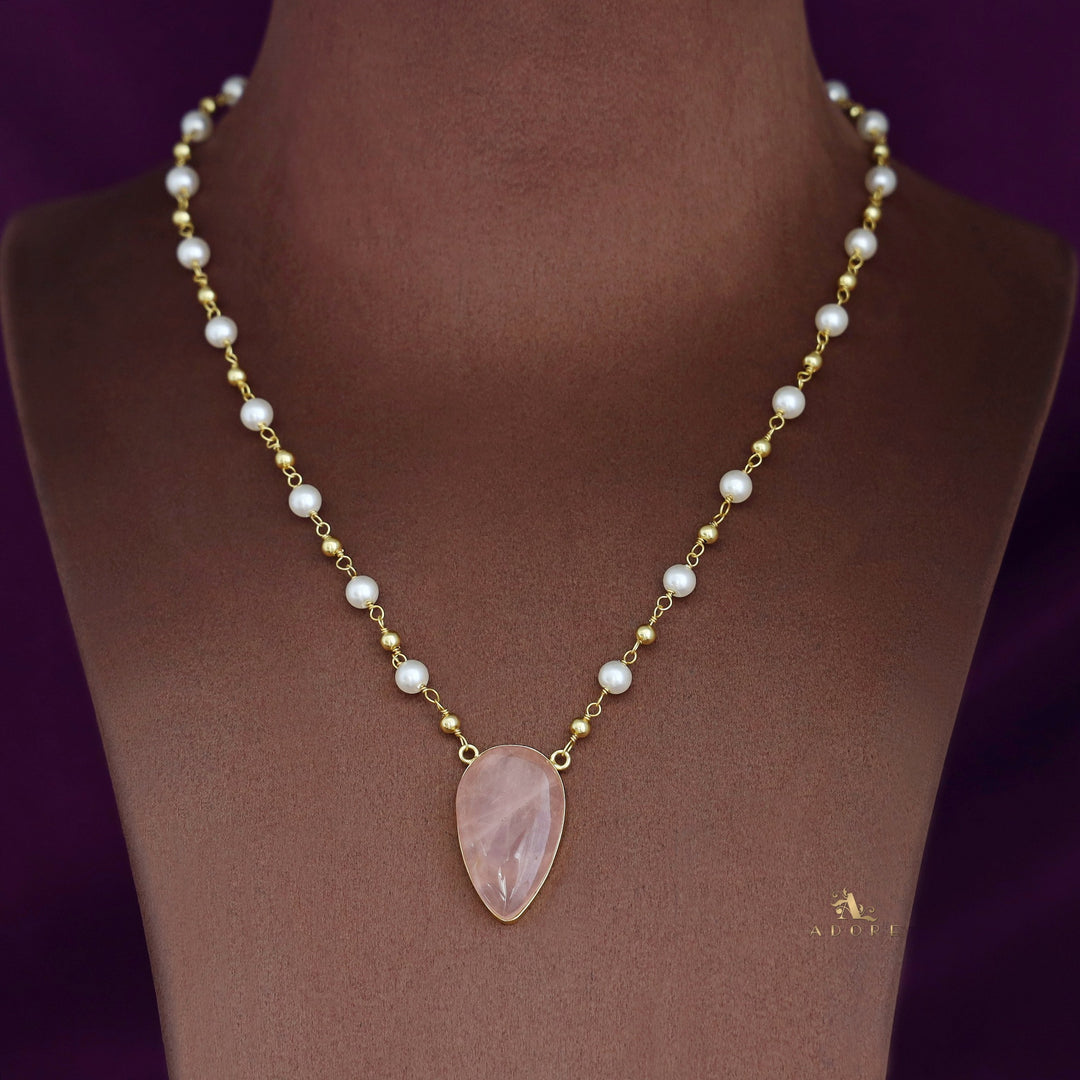 Golden Ball + Pearl Natural Stone Neckpiece