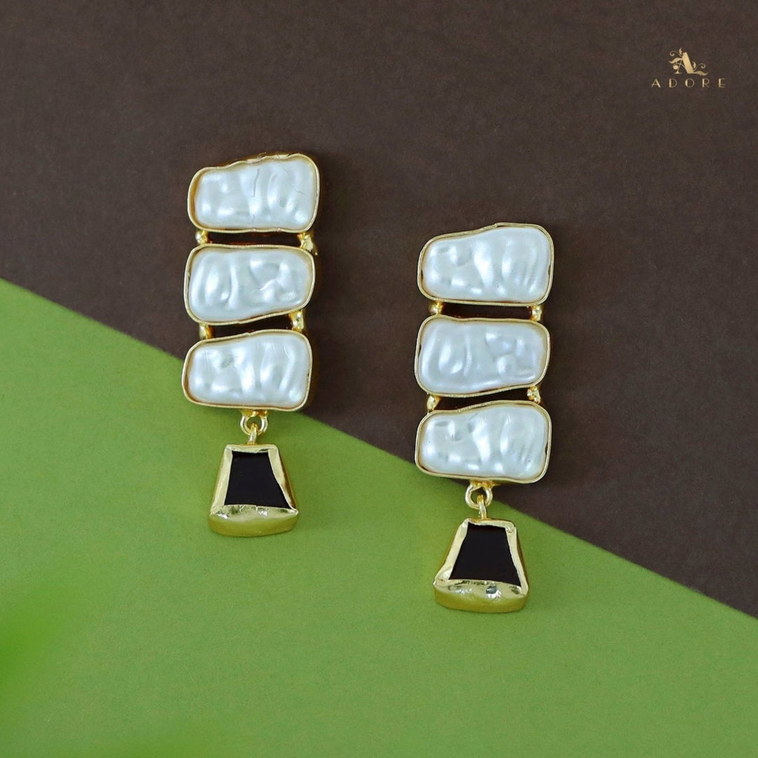 Kacey Tri Baroque + Raw Stone Earring