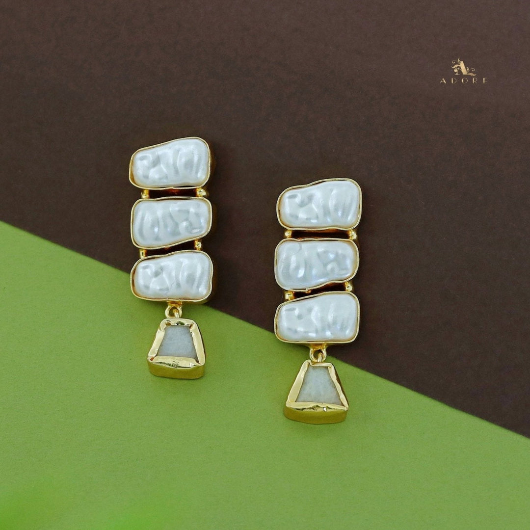 Kacey Tri Baroque + Raw Stone Earring