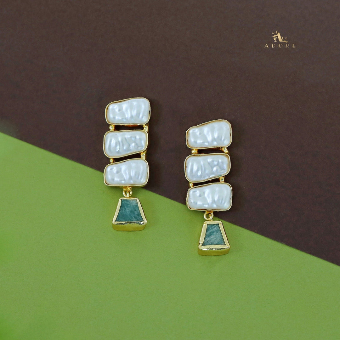 Kacey Tri Baroque + Raw Stone Earring