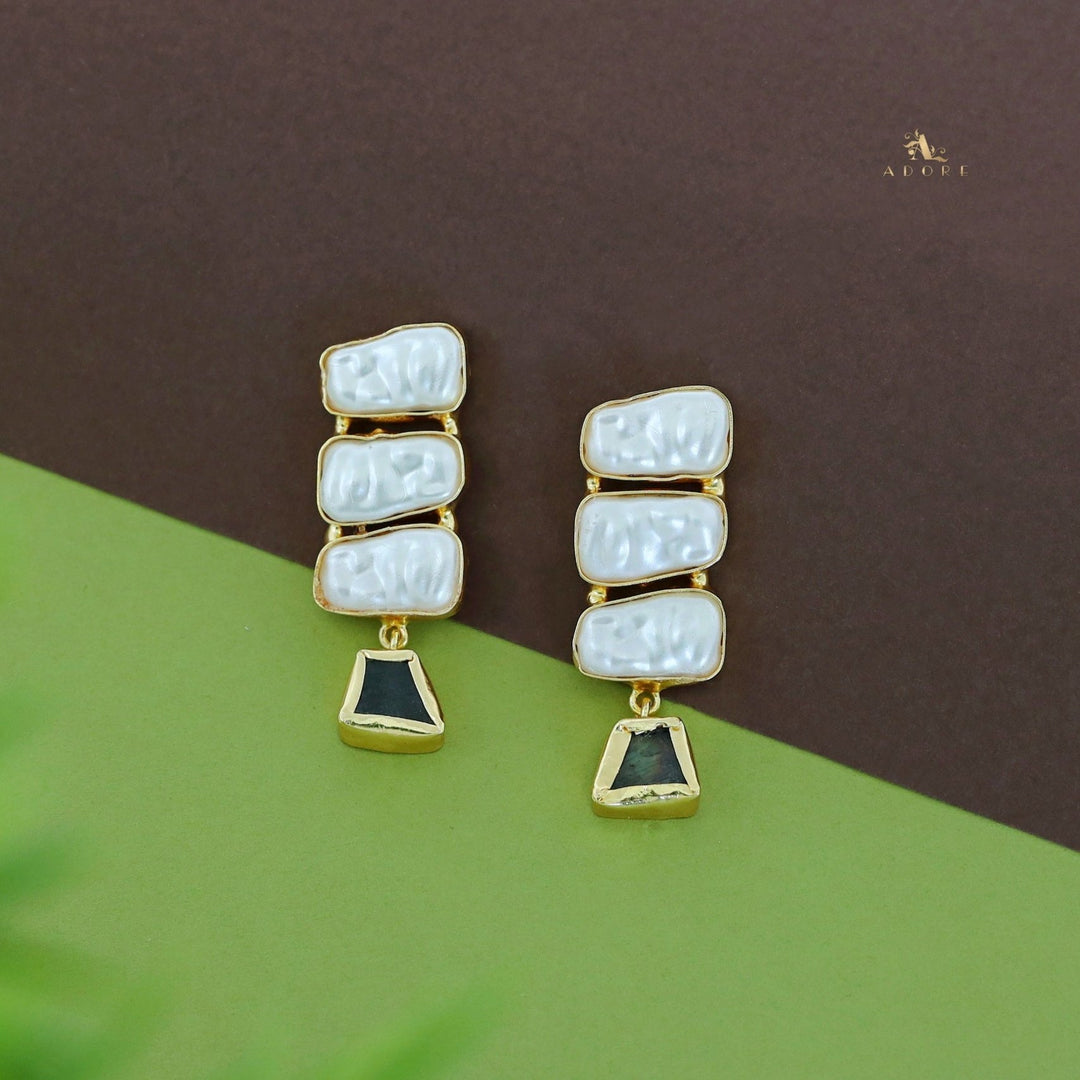 Kacey Tri Baroque + Raw Stone Earring