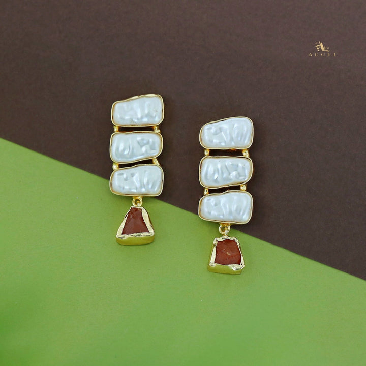 Kacey Tri Baroque + Raw Stone Earring