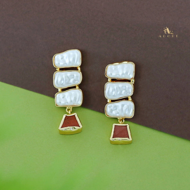 Kacey Tri Baroque + Raw Stone Earring