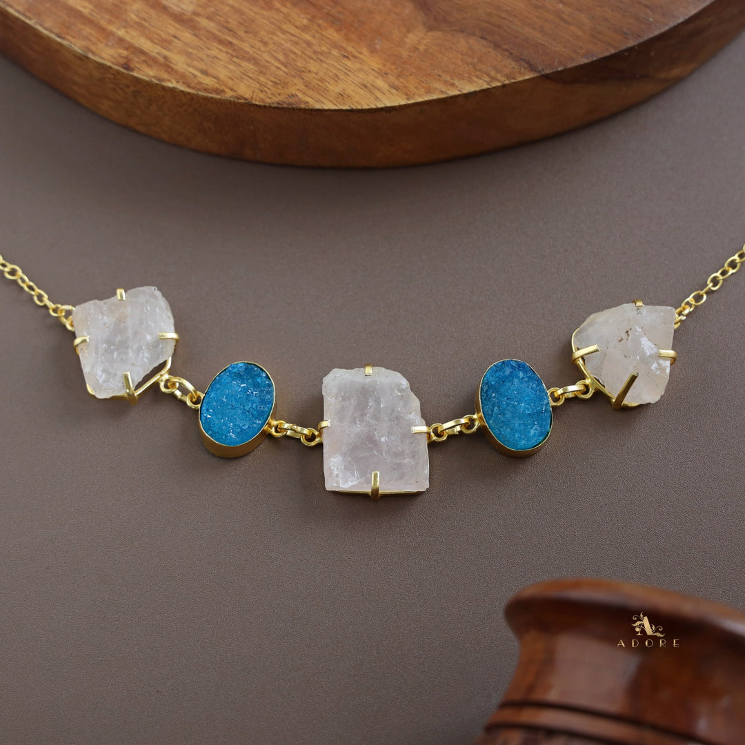 Druzy Oval Square Claw Raw stone Choker