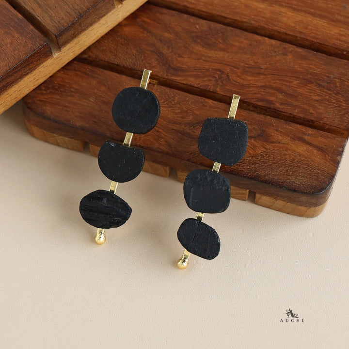 Mawar Tri Raw Stone Stick Earring