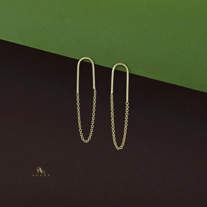 Golden Curvy Chain Earring