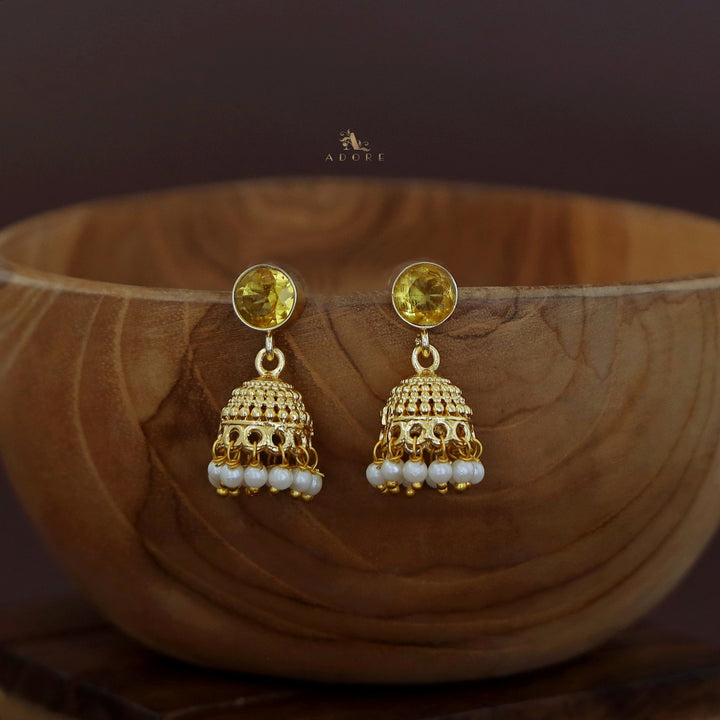 Swasthi Golden Pearl Glossy Jhumka