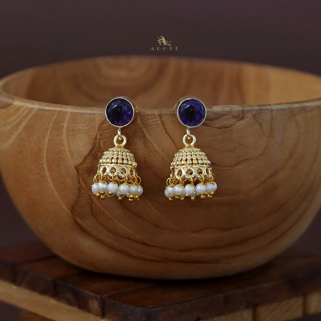 Swasthi Golden Pearl Glossy Jhumka