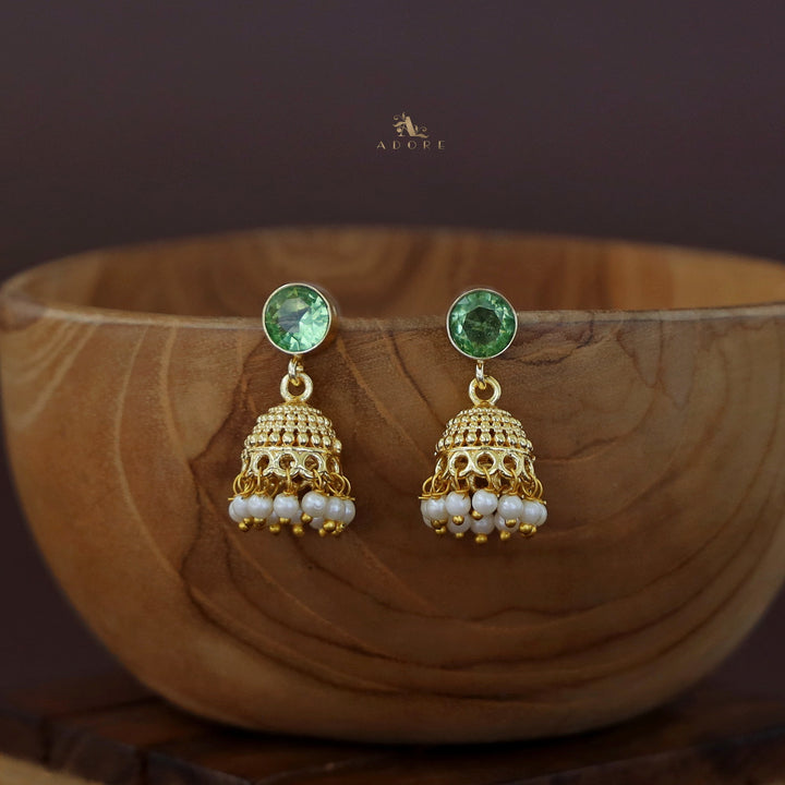 Swasthi Golden Pearl Glossy Jhumka