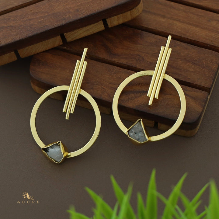 Laura Golden Sticky Round Raw Stone Earring