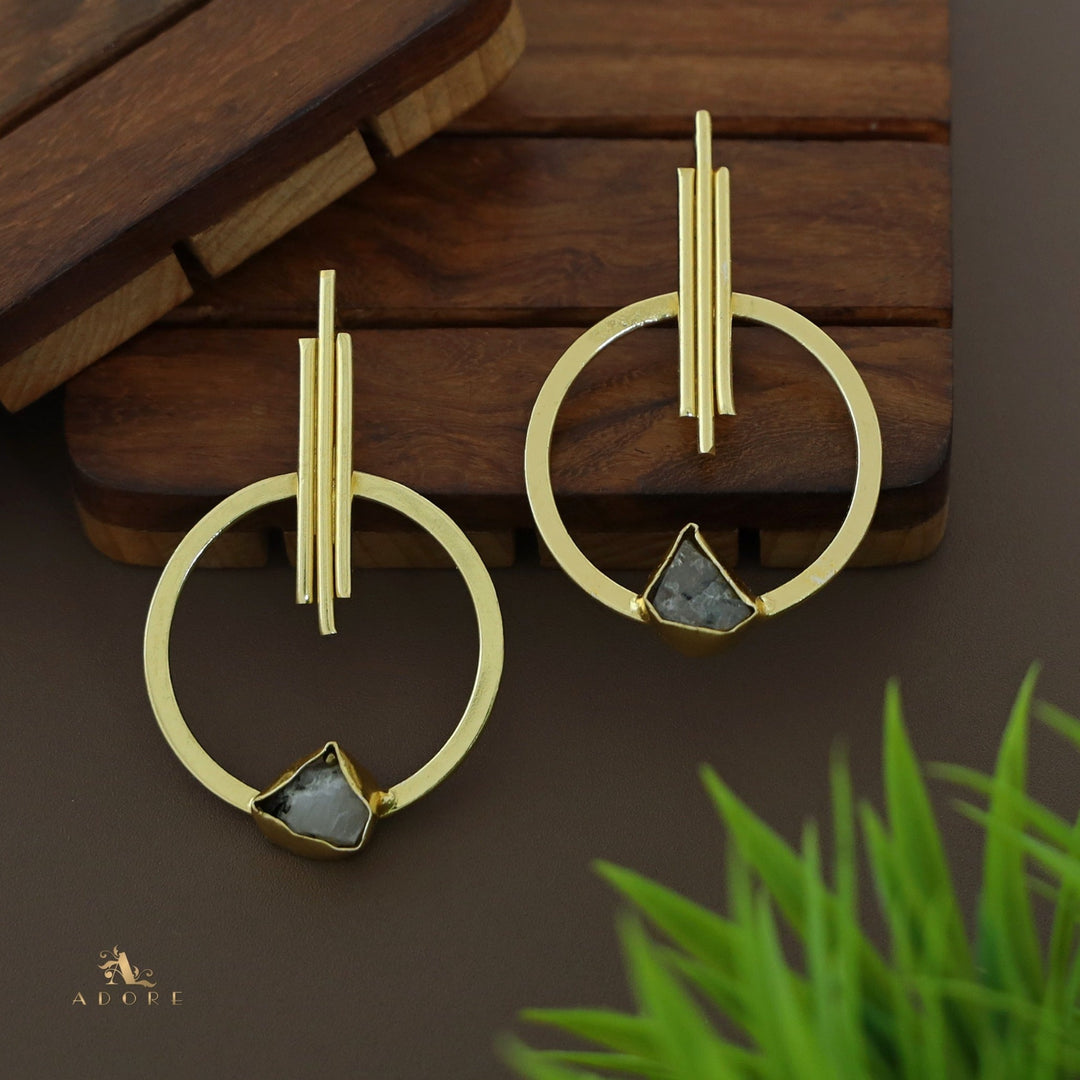 Laura Golden Sticky Round Raw Stone Earring