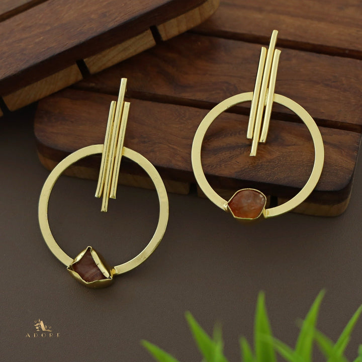 Laura Golden Sticky Round Raw Stone Earring