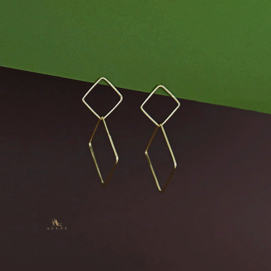 Golden Loop Dual Square Earring