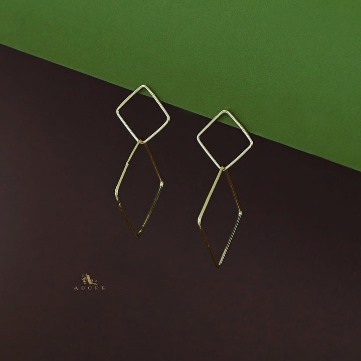 Golden Loop Dual Square Earring