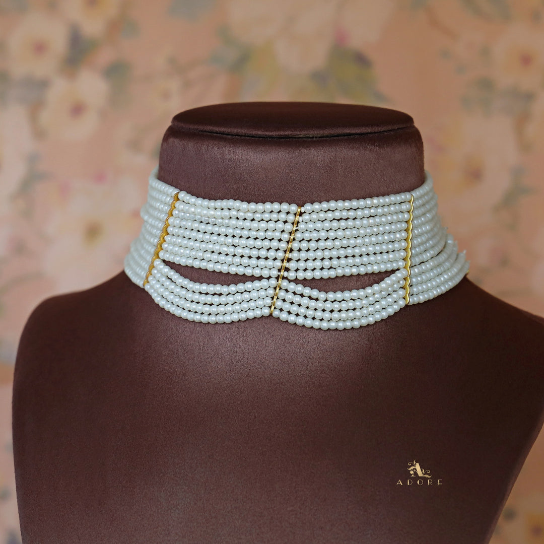 Golden 12 Layer Pearl Choker