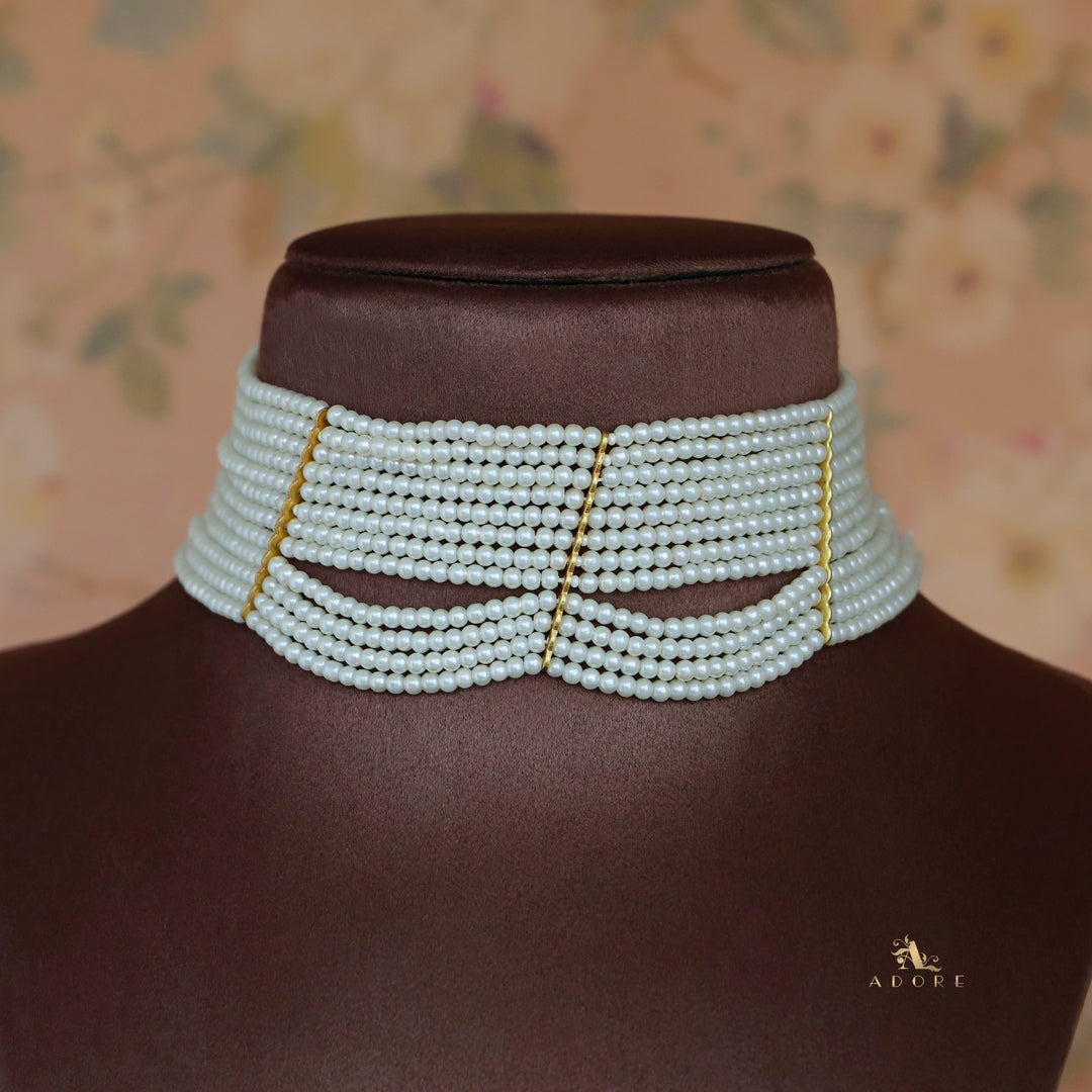 Golden 12 Layer Pearl Choker