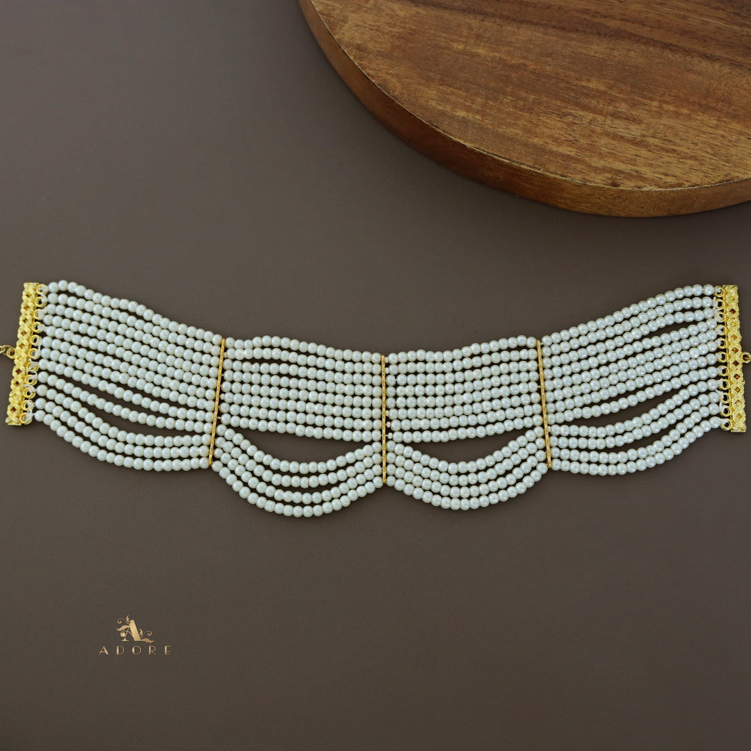 Golden 12 Layer Pearl Choker