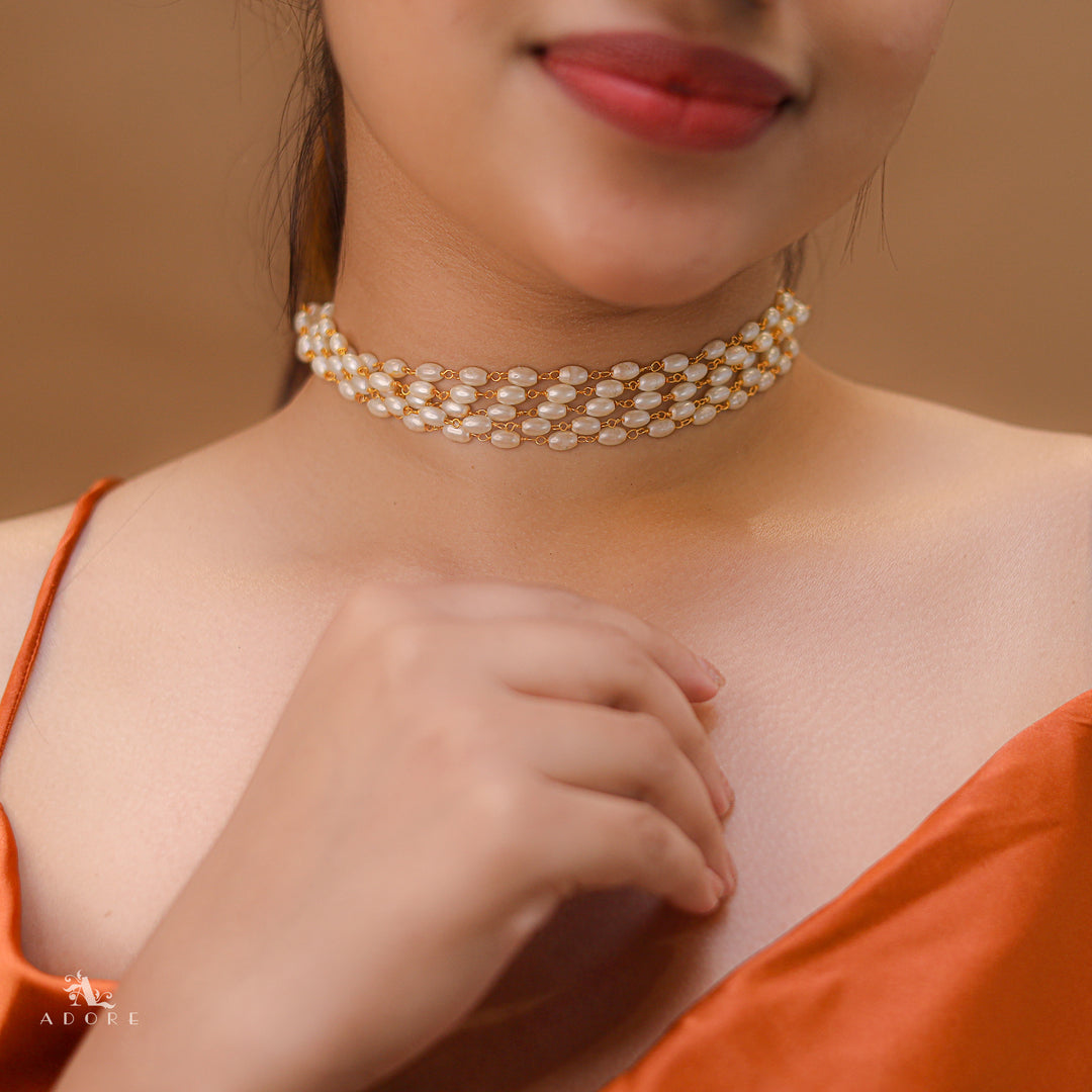 Salomi Golden 5 Layer Pearl Choker