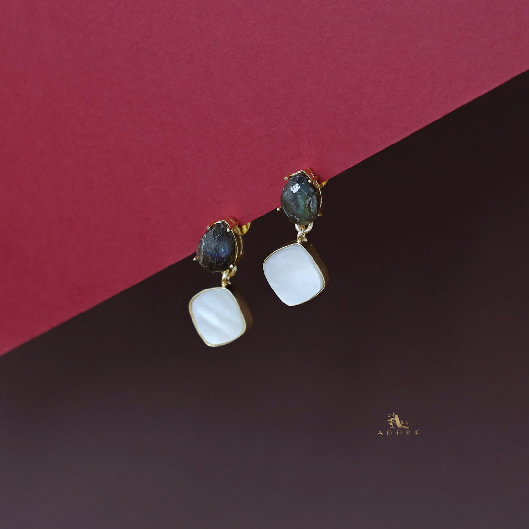 Rita Natural Stone Drop + MOP Earring