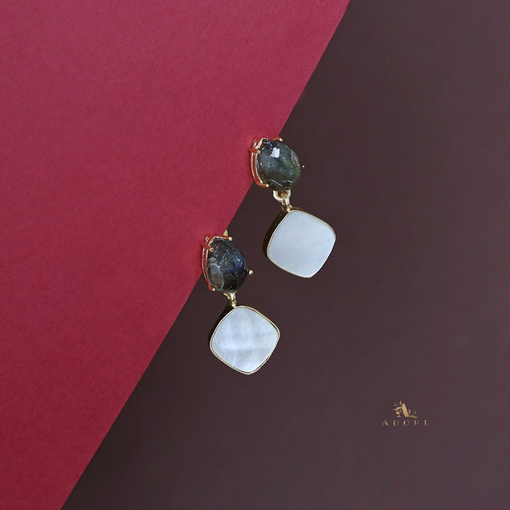 Rita Natural Stone Drop + MOP Earring