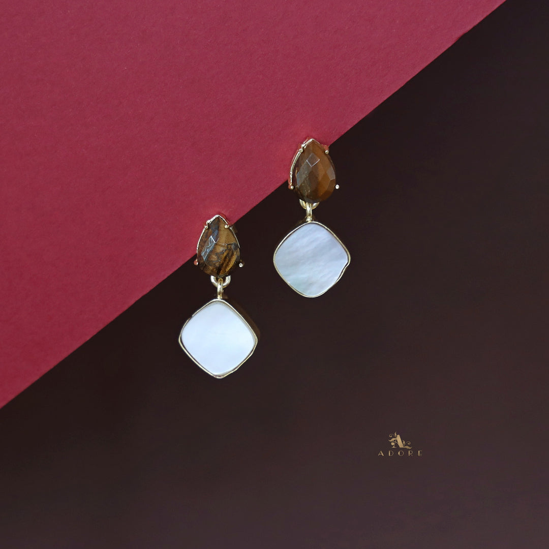 Rita Natural Stone Drop + MOP Earring