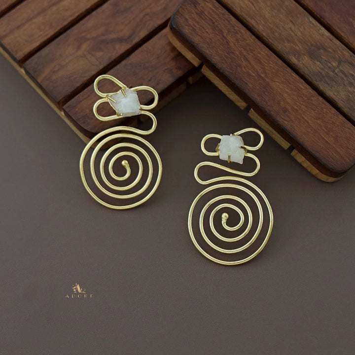 Ziana Golden Swirl Raw Stone Earring