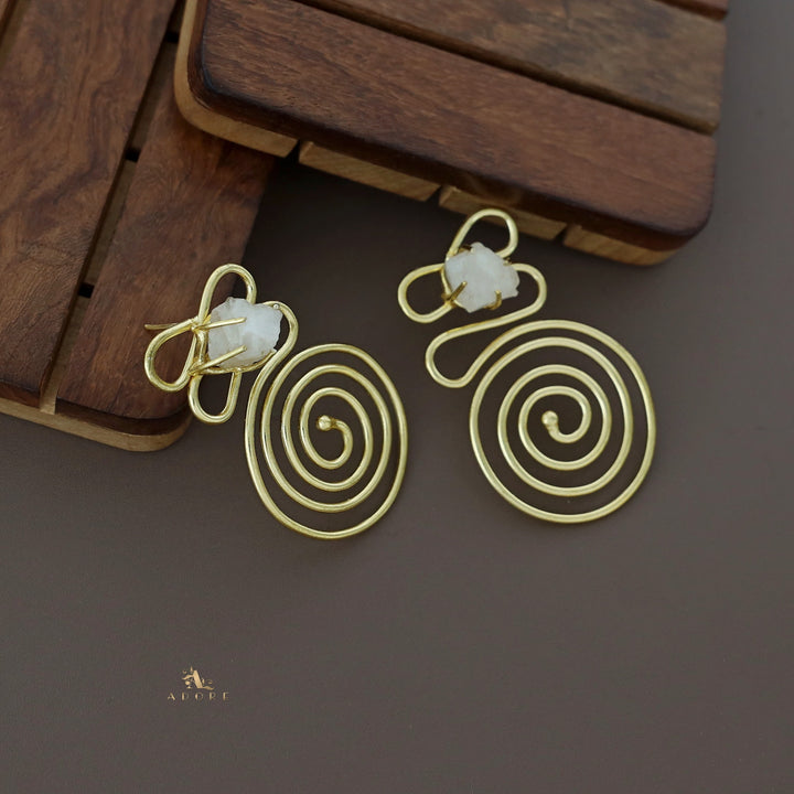 Ziana Golden Swirl Raw Stone Earring