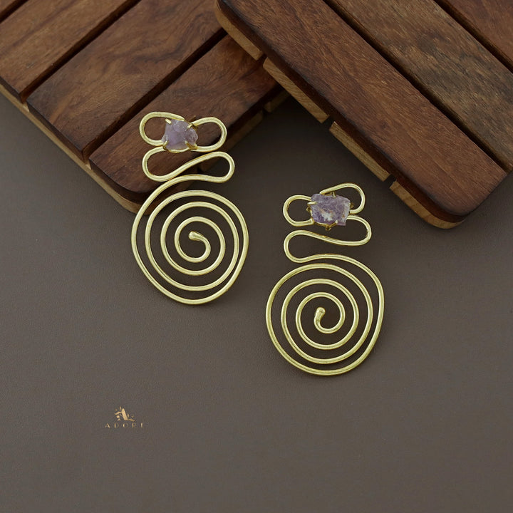 Ziana Golden Swirl Raw Stone Earring