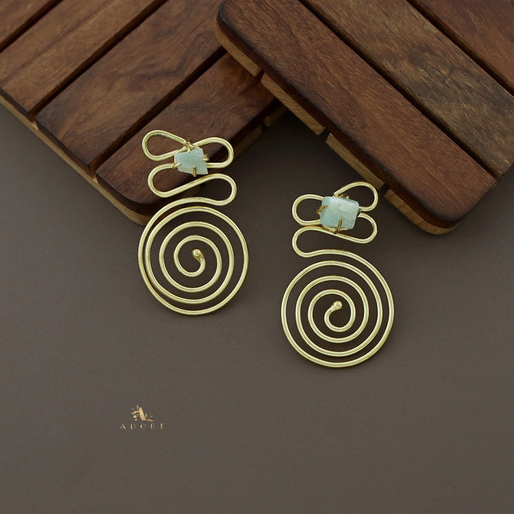 Ziana Golden Swirl Raw Stone Earring