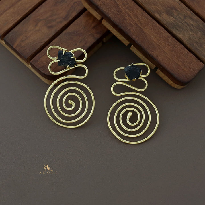 Ziana Golden Swirl Raw Stone Earring