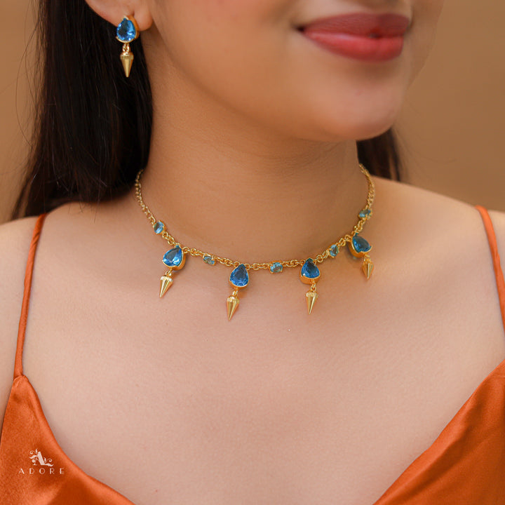 Golden Olivna Corn Drop Neckpiece With Earring