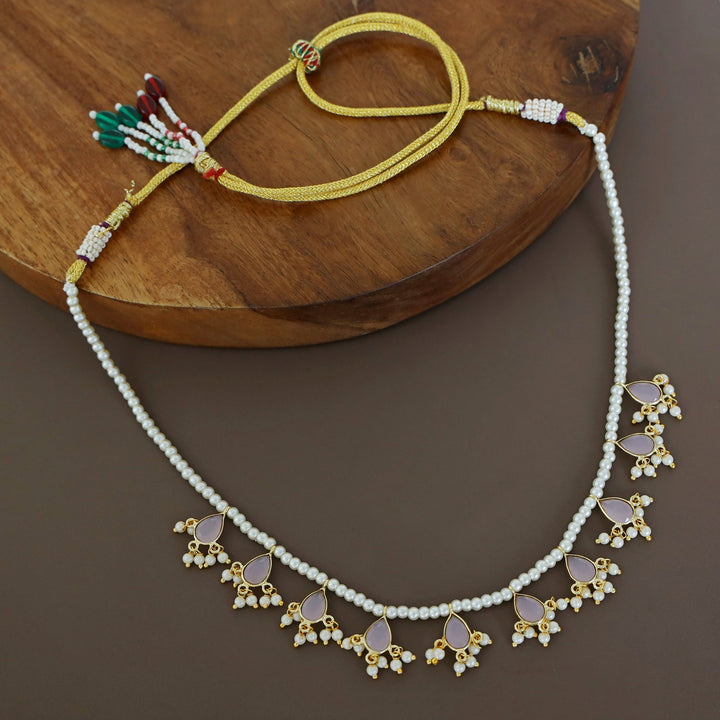 Golden Cluster Pearl Teardrop Glossy Stone Neckpiece