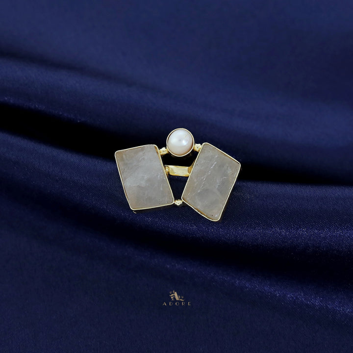 Namya Dual Raw Stone Pearl Ring