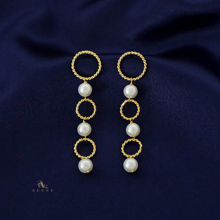 Azalea Tri Circle Pearl Earring