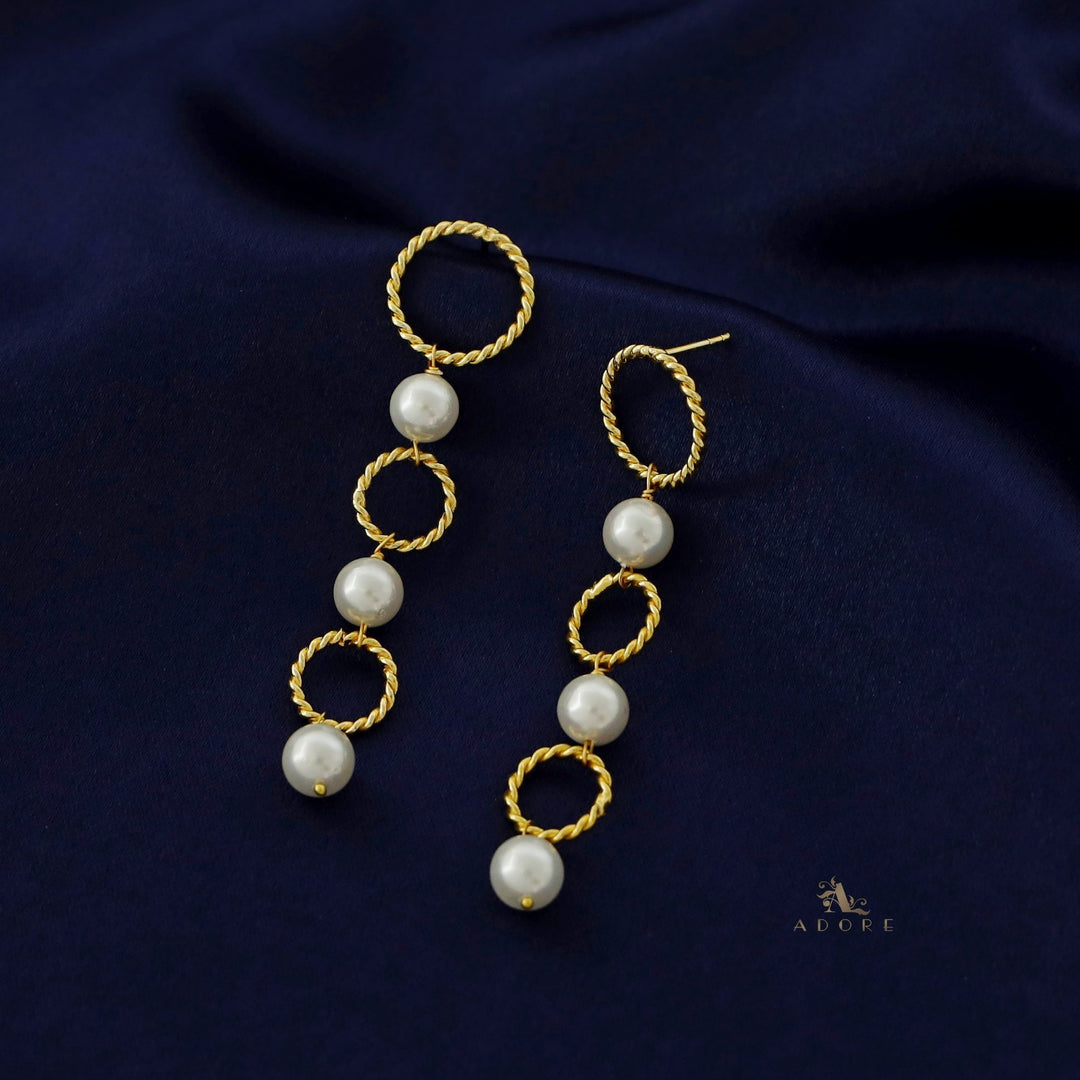 Azalea Tri Circle Pearl Earring