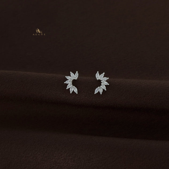 Silver Half Flower Earring - 925 Sterling Silver