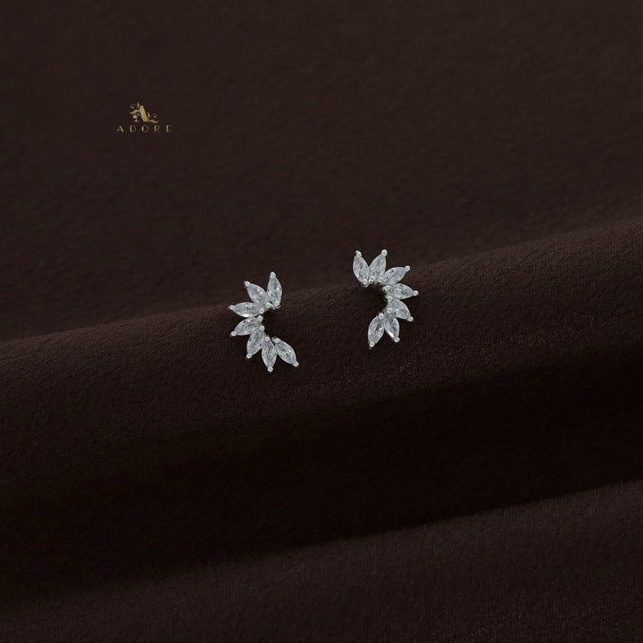 Silver Half Flower Earring - 925 Sterling Silver